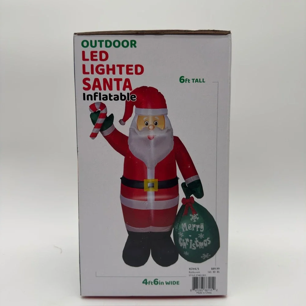 NEW 6FT LED Lighted Santa Inflatable Outdoor Christmas Yard Decoration